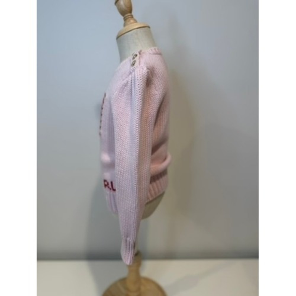 Polo Ralph Lauren Toddler American Flag Classic Crewneck Sweater, Pink, Size 3T - Picture 4 of 6